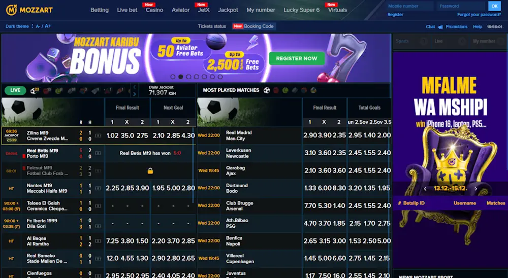 MozzartBet Sportsbook and Casino and Welcome Bonus Screenshot